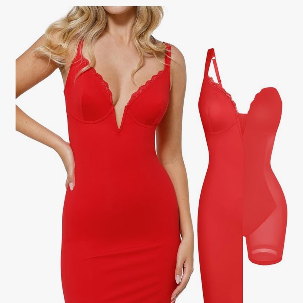 Elegant Red Mini Dress - Picture 3 of 6